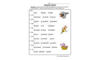 Finding Irregular Verbs Worksheet