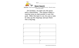 Finding Nouns Worksheet