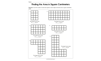 Finding the Area in Square Centimeters Worksheet