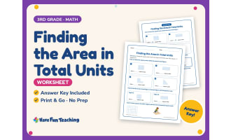 Finding the Area in Total Units Worksheet – 3rd Grade Geometry