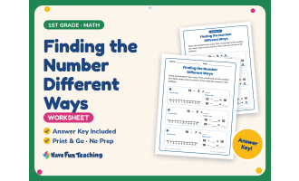 Finding the Number Different Ways Worksheet – 1st Grade Counting