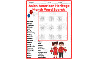 First Day of Asian Pacific American Heritage Month Word Search