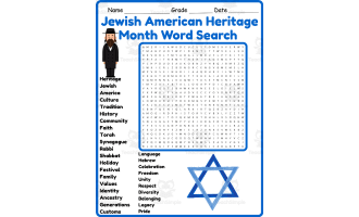 First Day of Jewish American Heritage Month Word Search