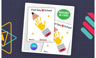 First Day of School Handprint Craft Pencil Preschool Keepsake Art