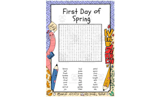 First Day of Spring word search puzzle worksheet activity