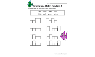First Grade Sight Words T to W Worksheet