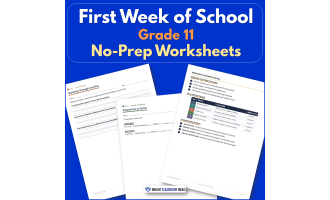 First Week of School Grade 11 | No-Prep Worksheets