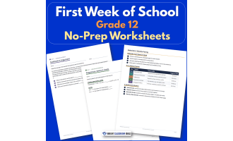 First Week of School Grade 12 | No-Prep Worksheets