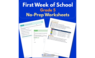 First Week of School Grade 5 | No-Prep Worksheets