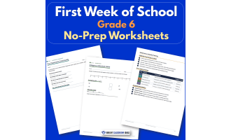 First Week of School Grade 6 | No-Prep Worksheets
