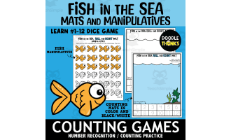 Fish in the Sea Roll and Count Mat Printable Manipulatives Dice Game