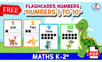 FLASHCARDS OF DINOSAUR MATHS - Numbers 1 to 10