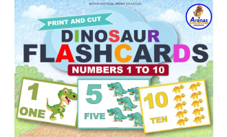 FLASHCARDS OF THE NUMBERS  1 TO 10 - Dinosaurs