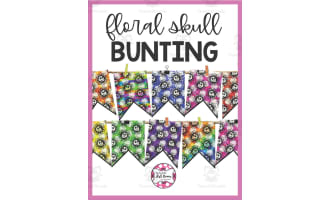 Floral Skull Bunting Flags