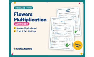 Flowers Multiplication Worksheet – 4th Grade Word Problems Practice