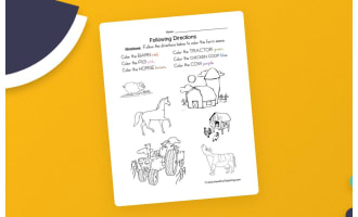 Following Directions Coloring Worksheet