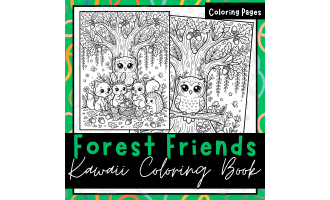 Forest Friends Coloring Book: Cute Kawaii Woodland Animals for Kids