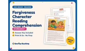 Forgiveness Character Reading Comprehension Worksheet – 2nd Grade