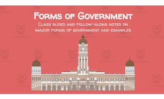 Forms of Government (Follow-Along Notes and Class Slideshow w/ examples)