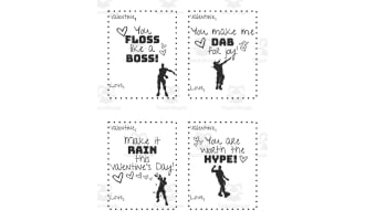 Fortnite Valentine's Cards – Print 4-Per-Page Set