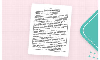 Fossils Fill in the Blank Worksheet
