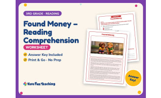 Found Money – Reading Comprehension Worksheet – 3rd Grade Practice