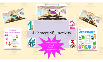 Four Corners SEL Activity Plus 2 Emotions Crossword Puzzles