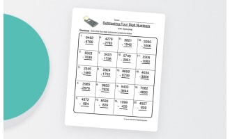 Four Digit Subtraction Regrouping Worksheet