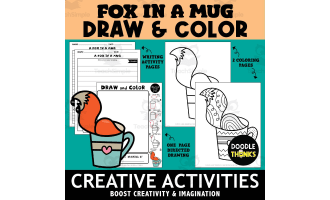 Fox in a Mug Draw and Color Creative Activities
