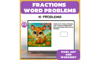 Fractions Word Problems Pixel Art Activity and Worksheet