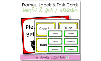 Frames, Labels, And Task Cards | Bright & Fun Themed