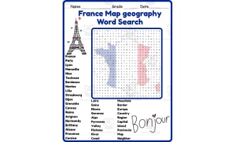 France Word Search 2rd 3th 4th 5th Grade worksheet activity