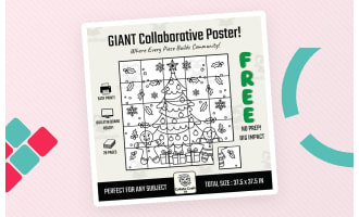 FREE! Christmas Collaborative Poster: Gingerbread & Tree Coloring Page