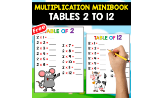 FREE MULTIPLICATION MINIBOOK | 2 TO 12 | ANIMAL THEMED
