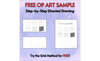 FREE Op Art Step-by-Step Directed Drawing Grid Method | Sample