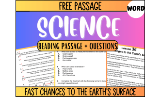 Free Reading Comprehension: Fast Changes to the Earth's Surface (Word)