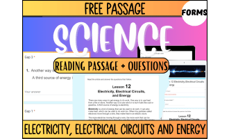 Free Reading Passage: Electricity, Electrical Circuits, Energy Forms