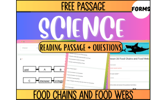 Free Reading Passage: Food Chains and Food Webs (Google Forms)