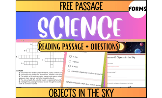 Free Reading Passage: Objects in the Sky (Google Forms)