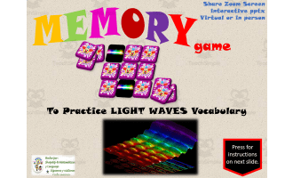 Free Science Interactive Memory Game / Light Waves Vocabulary