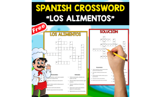 FREE SPANISH CROSSWORD + SOLUTION | LOS ALIMENTOS