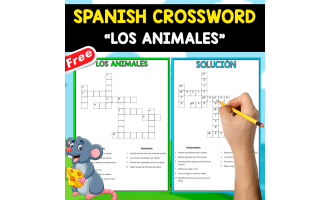FREE SPANISH CROSSWORD + SOLUTION | LOS ANIMALES