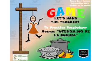 Free Spanish Interactive Hangman Game Practice La Cocina e Utensilios
