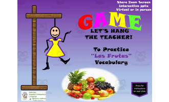 Free Spanish Interactive Hangman Game to Practice Las Frutas o Sabores