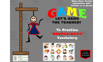 Free Spanish Interactive Hangman Game to Practice Ocupaciones /Empleos