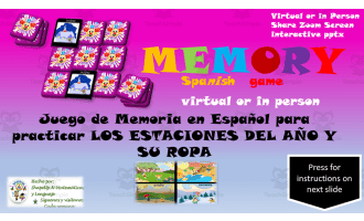 Free Spanish Interactive Memory Game Las Estaciones del Ano y su Ropa