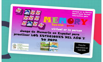 Free Spanish Interactive Memory Game Las Estaciones del Ano y su Ropa