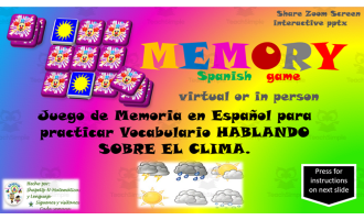 Free Spanish Interactive Memory Game to Practice El Clima