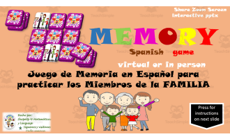 Free Spanish Interactive Memory Game to Practice La Familia