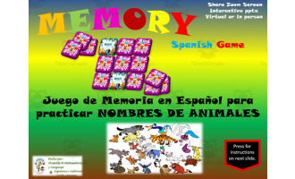 Free Spanish Interactive Memory Game to Practice Los Animales